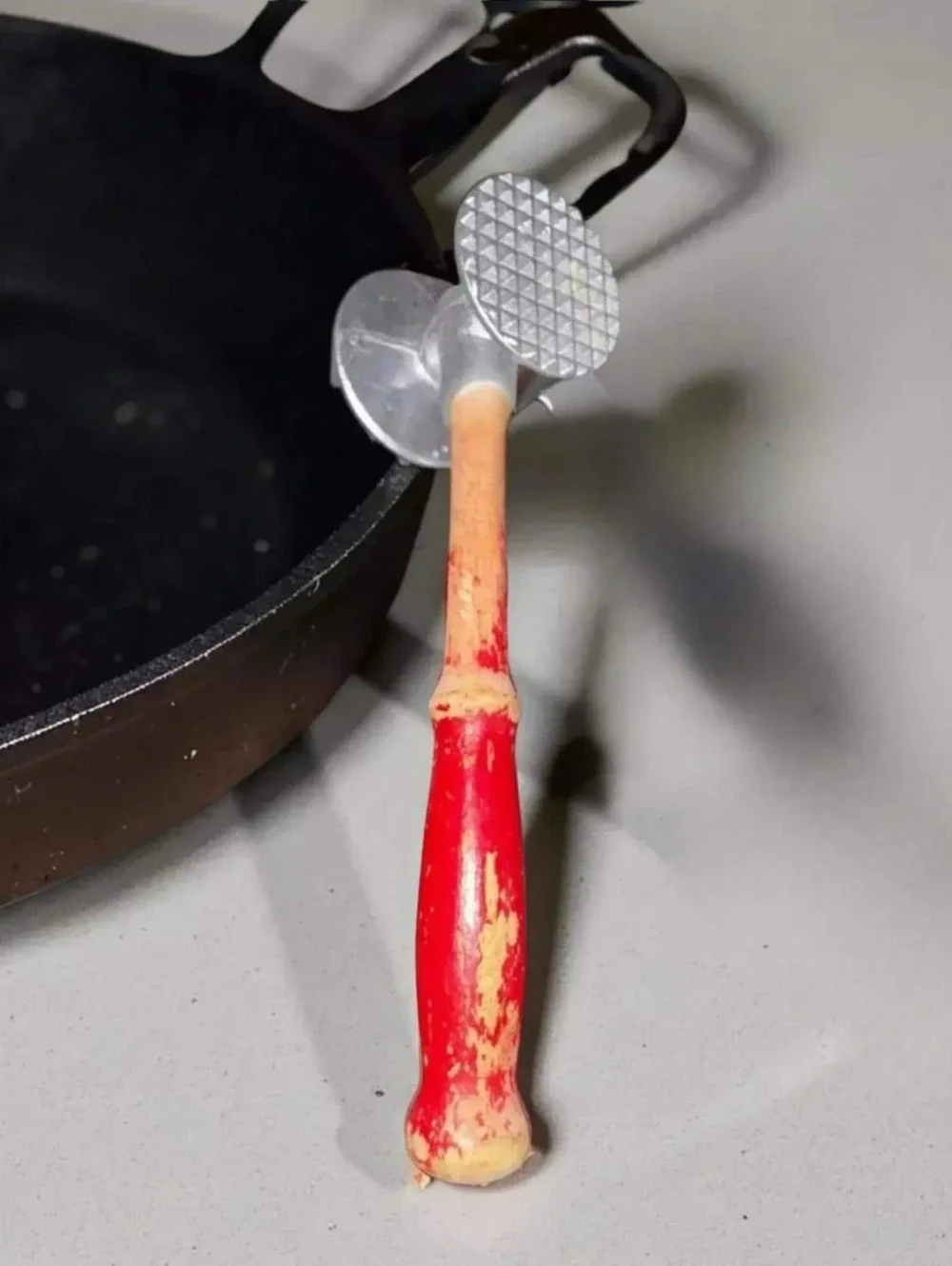 Aluminum Mallet retro utensil, red handle, midcentury style decor